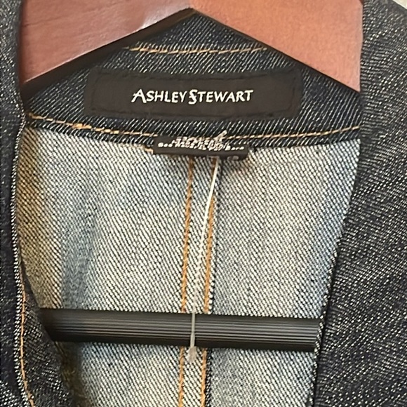 Ashley Stewart short sleeve denim peplum double breasted jacket. Size 18 - Picture 5 of 11